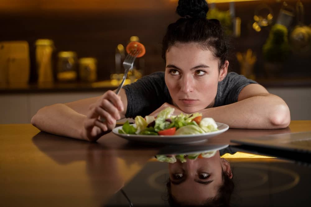 Person feeling hungry shortly after eating a meal